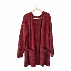 Knox Rose Maroon Open-Front Cardigan